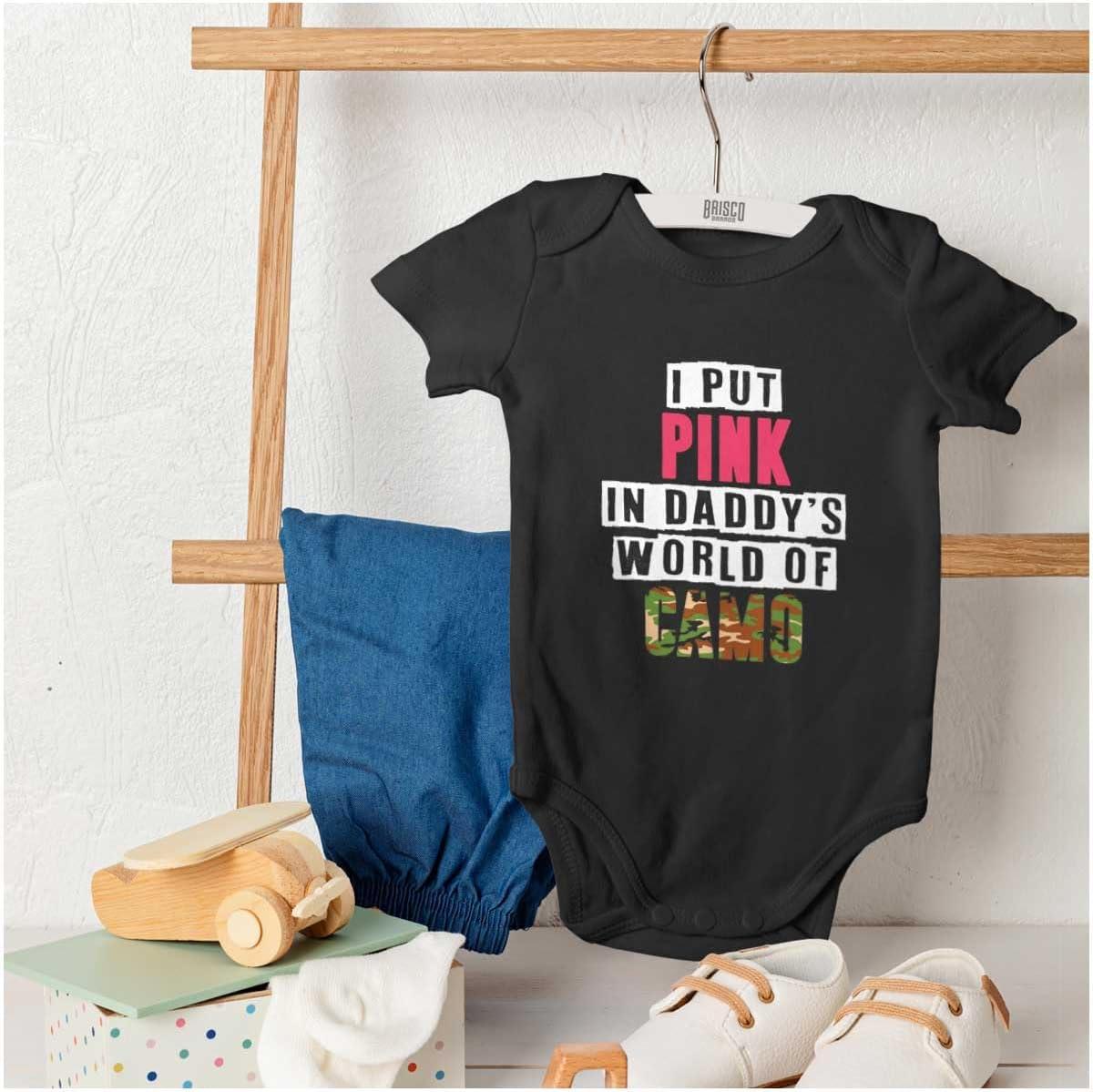 imageBrisco Brands Pink in Daddys World of Camo Hunter Baby Bodysuit Jumper GirlsBlack