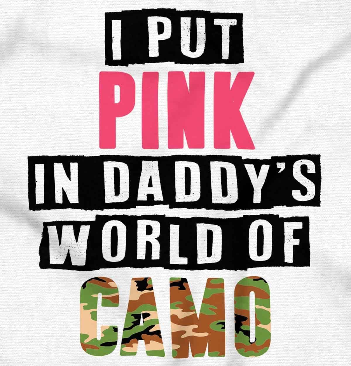 imageBrisco Brands Pink in Daddys World of Camo Hunter Baby Bodysuit Jumper GirlsWhite