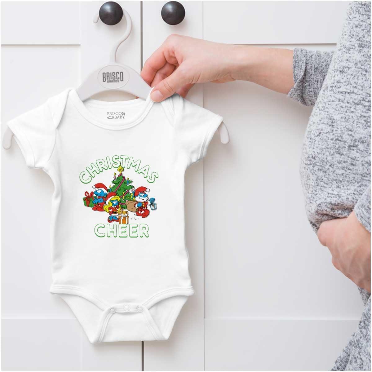 imageBrisco Brands Smurfs Holiday Christmas Cheer Baby Romper Boys or GirlsWhite