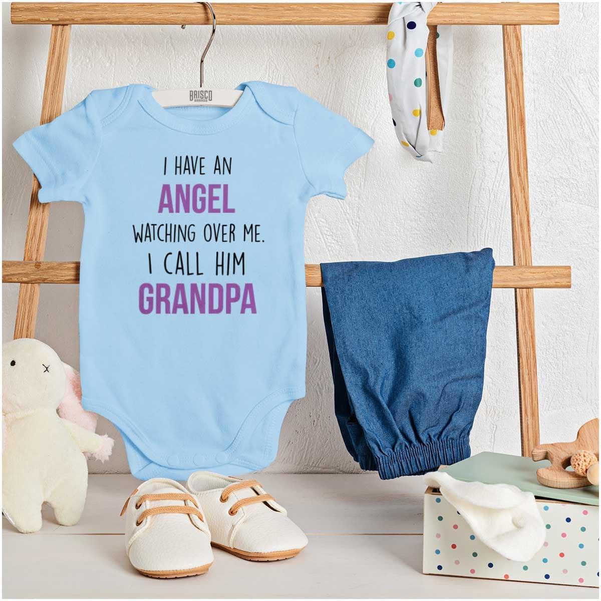 imageBrisco Brands Sweet Grandfather Angel Love Memories Baby Romper Boys or GirlsLight Blue