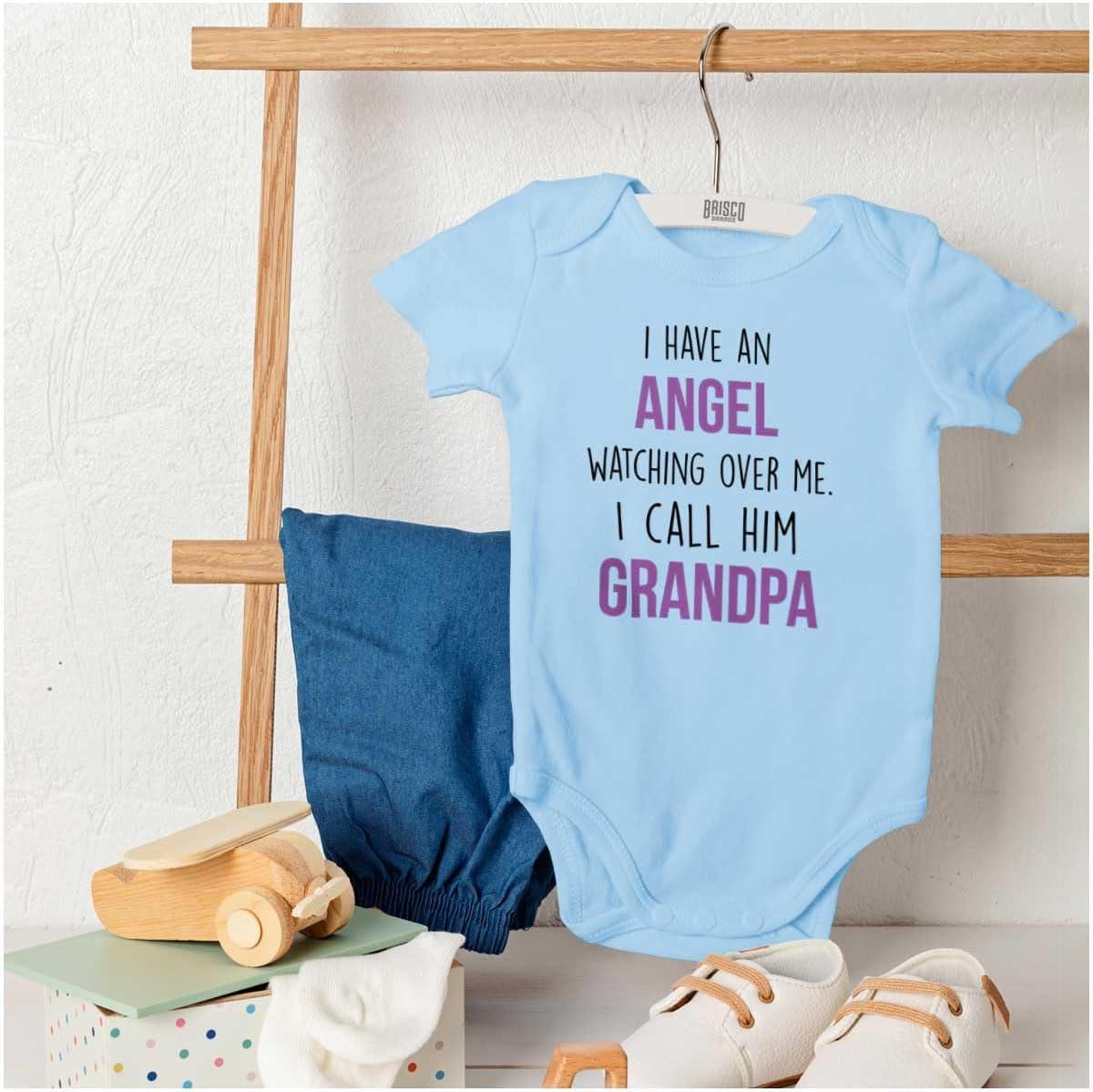 imageBrisco Brands Sweet Grandfather Angel Love Memories Baby Romper Boys or GirlsLight Blue