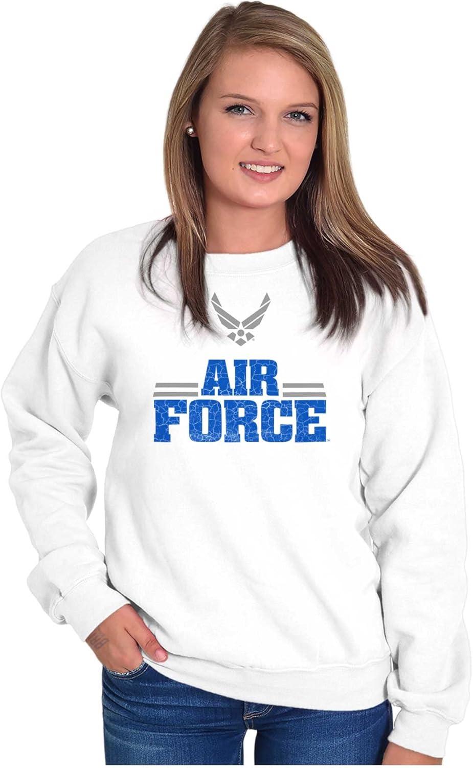 imageBrisco Brands US Air Force Official USAF Wings Logo Sweatshirt for Men or WomenWhite