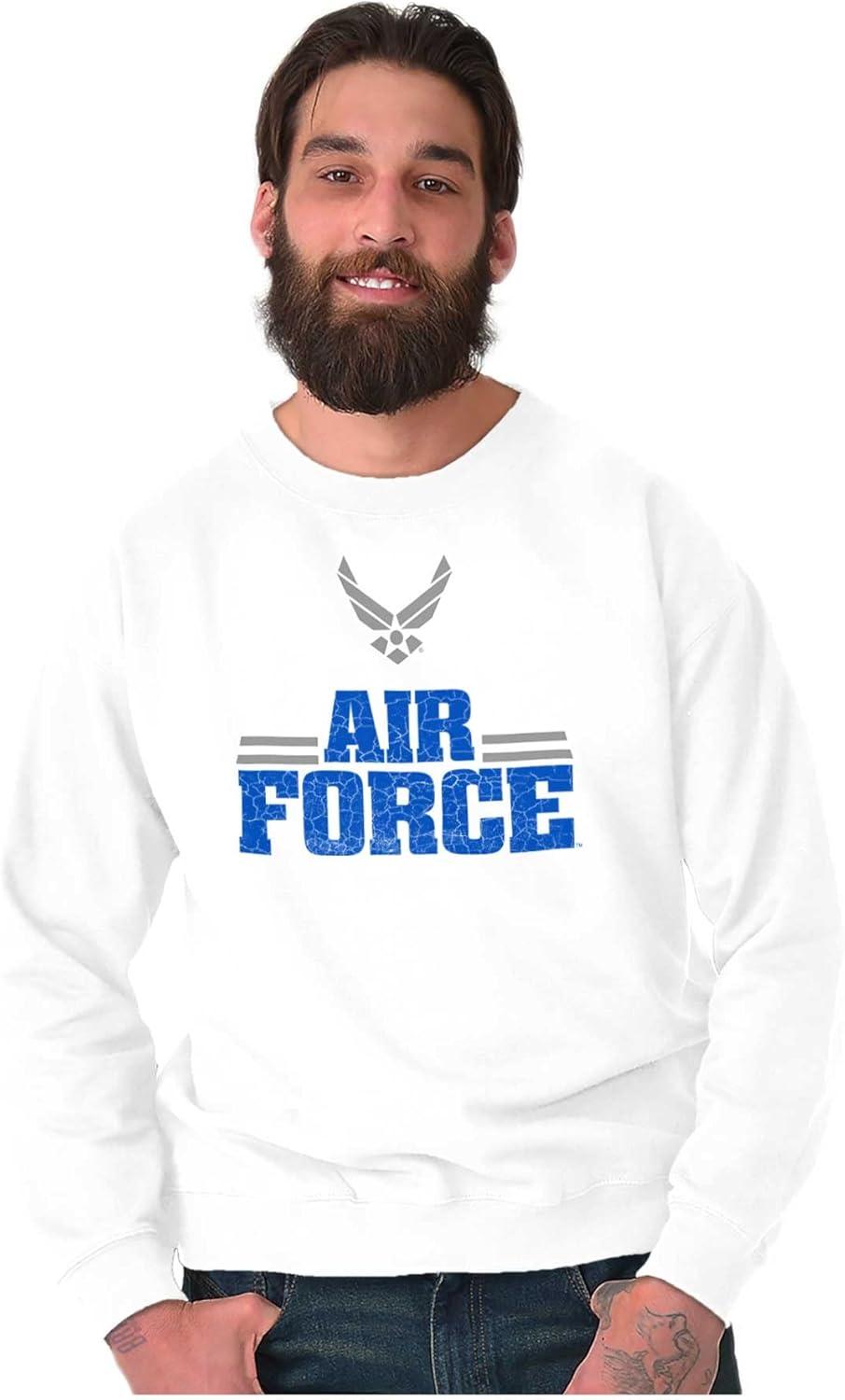 imageBrisco Brands US Air Force Official USAF Wings Logo Sweatshirt for Men or WomenWhite