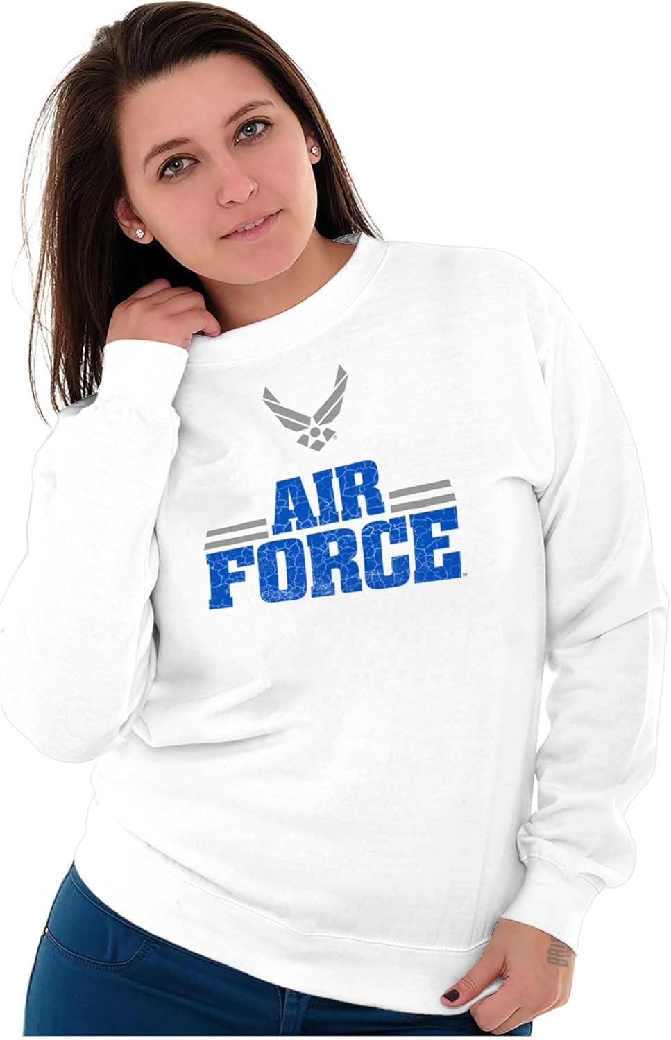 imageBrisco Brands US Air Force Official USAF Wings Logo Sweatshirt for Men or WomenWhite