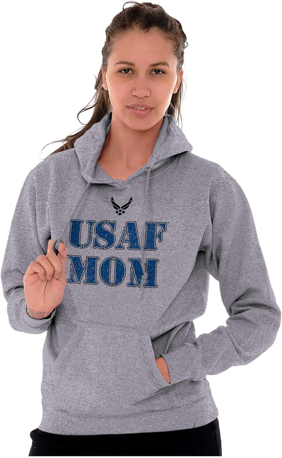 imageBrisco Brands US Air Force USAF Mom Family Support Hoodie Sweatshirt Women MenSport Grey