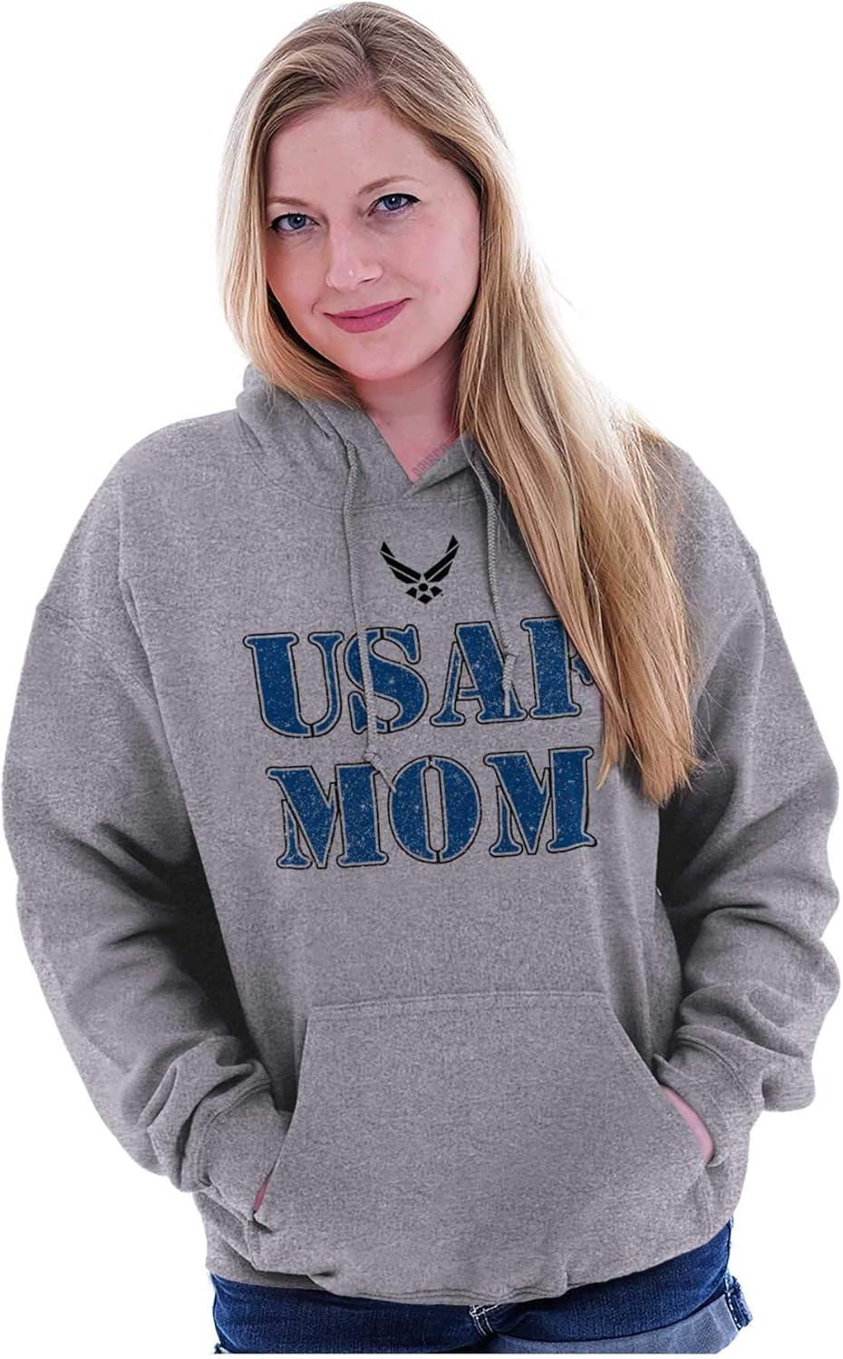 imageBrisco Brands US Air Force USAF Mom Family Support Hoodie Sweatshirt Women MenSport Grey
