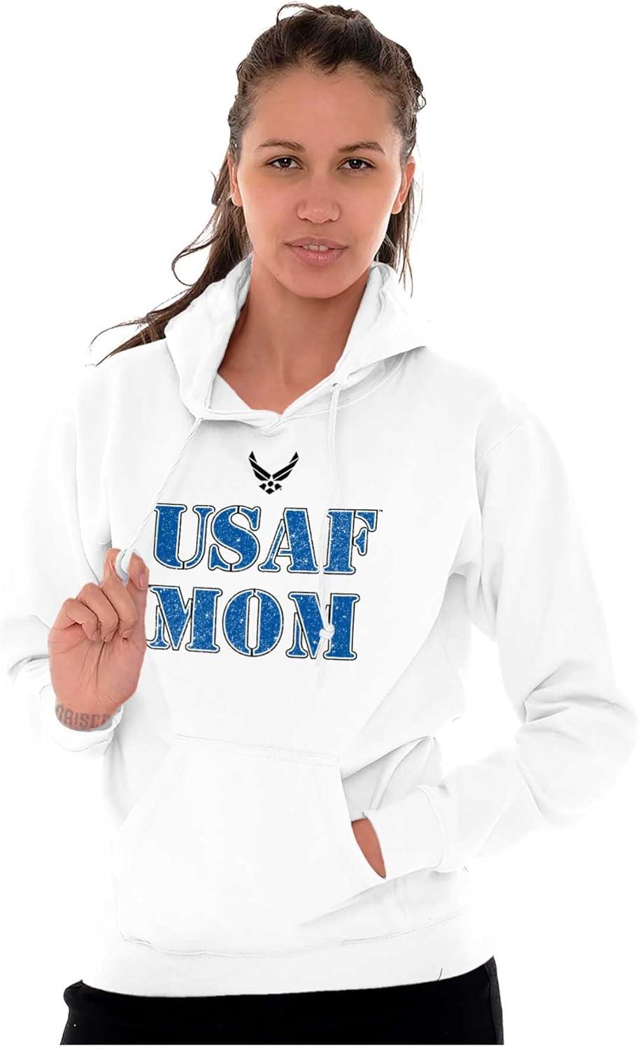 imageBrisco Brands US Air Force USAF Mom Family Support Hoodie Sweatshirt Women MenWhite