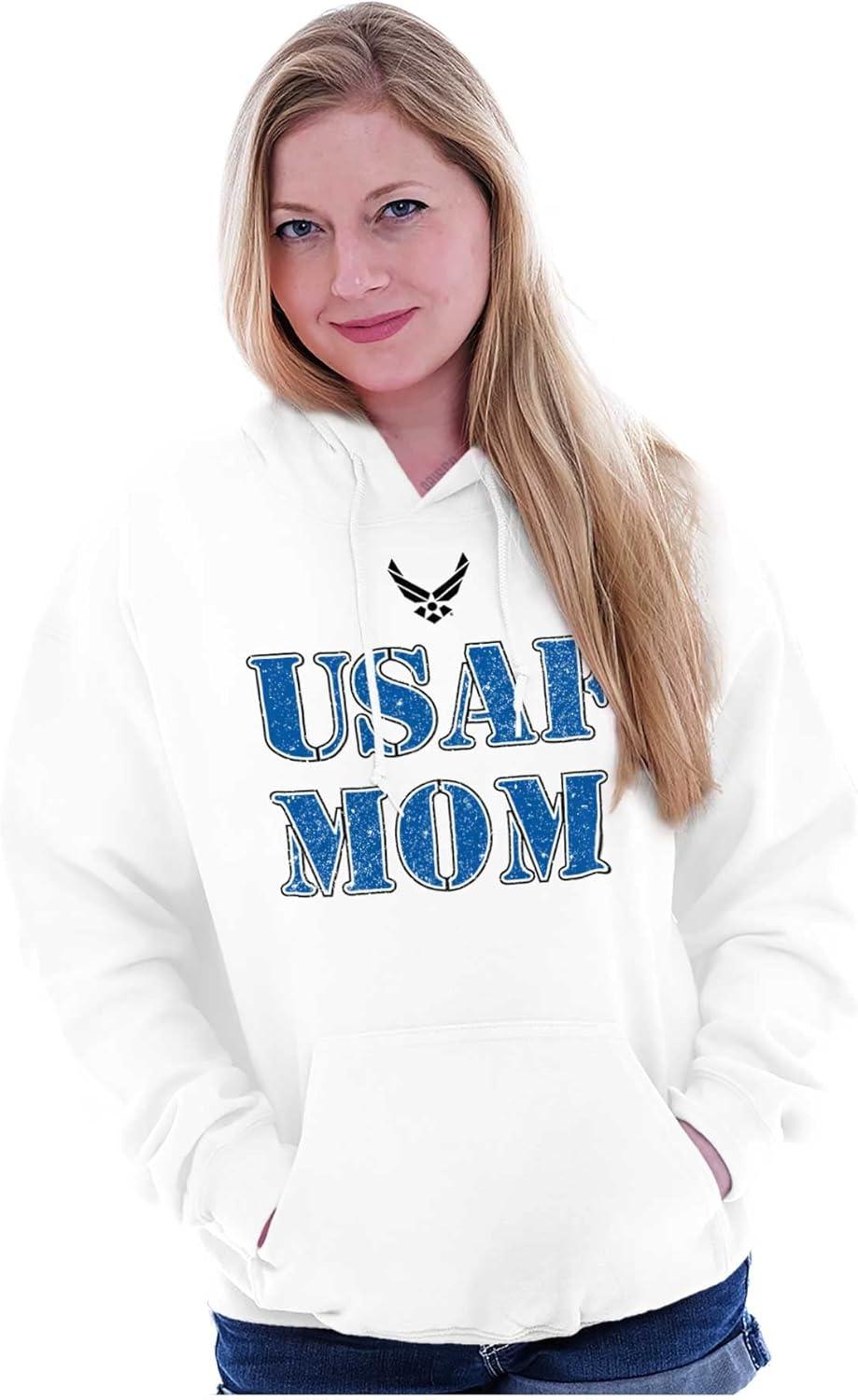 imageBrisco Brands US Air Force USAF Mom Family Support Hoodie Sweatshirt Women MenWhite
