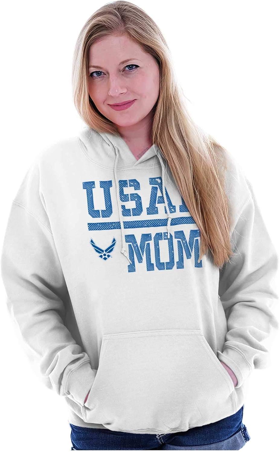imageBrisco Brands US Air Force USAF Mother Military Mom Hoodie Sweatshirt Women MenWhite