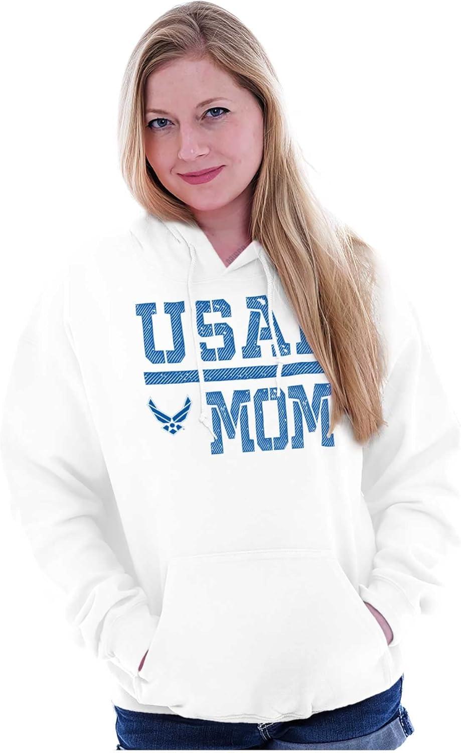 imageBrisco Brands US Air Force USAF Mother Military Mom Hoodie Sweatshirt Women MenWhite