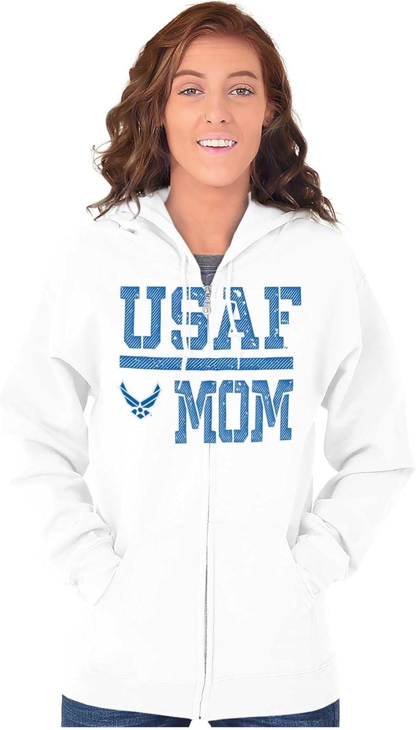 imageBrisco Brands US Air Force USAF Mother Military Mom Zip Up Hoodie Mens WomensWhite