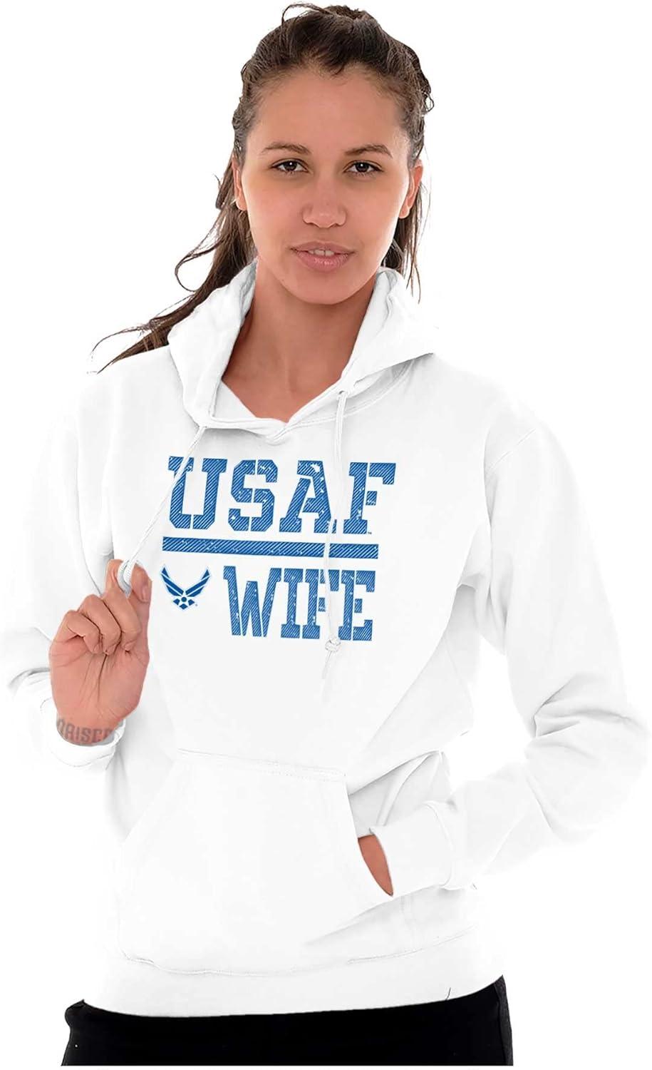 imageBrisco Brands US Air Force USAF Wife Spouse Hoodie Sweatshirt WomenWhite