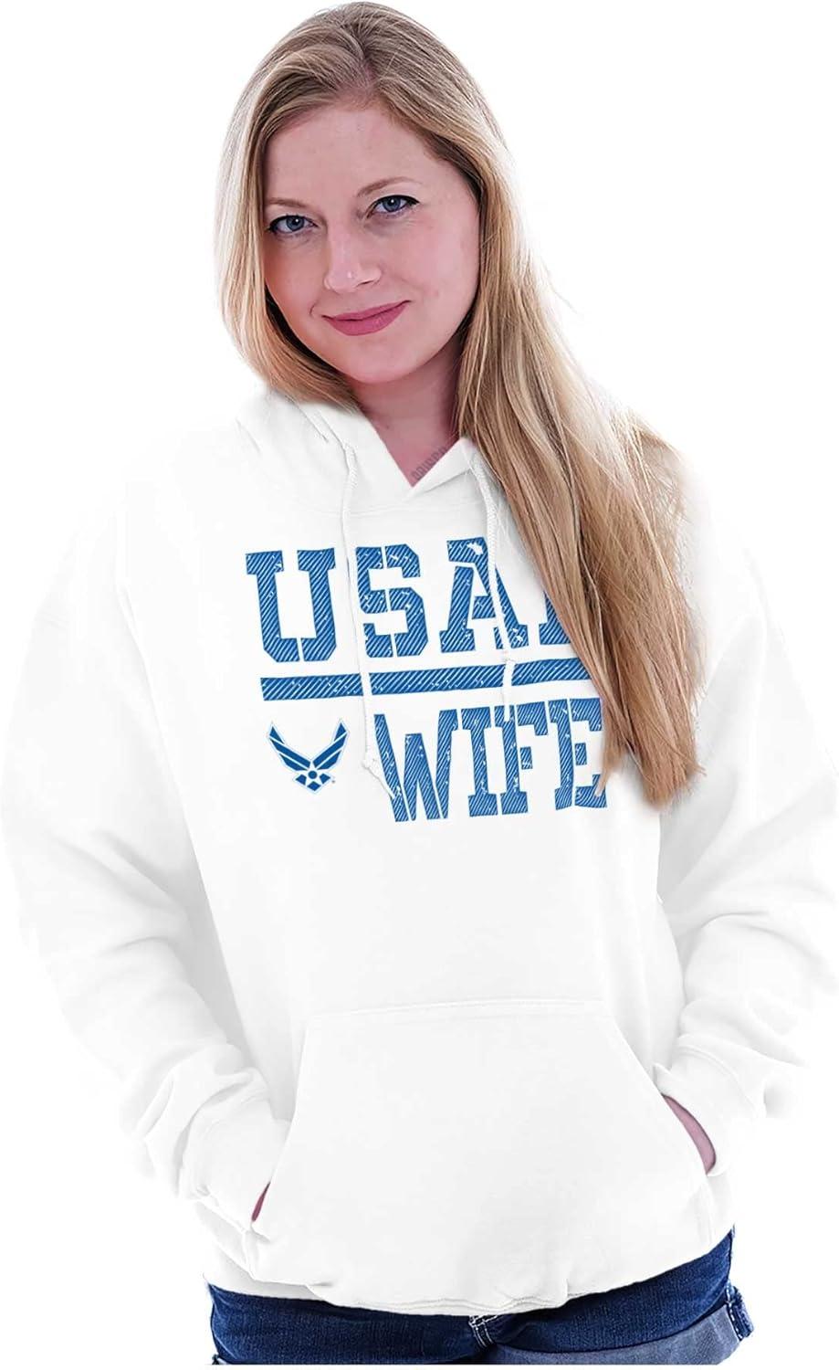 imageBrisco Brands US Air Force USAF Wife Spouse Hoodie Sweatshirt WomenWhite