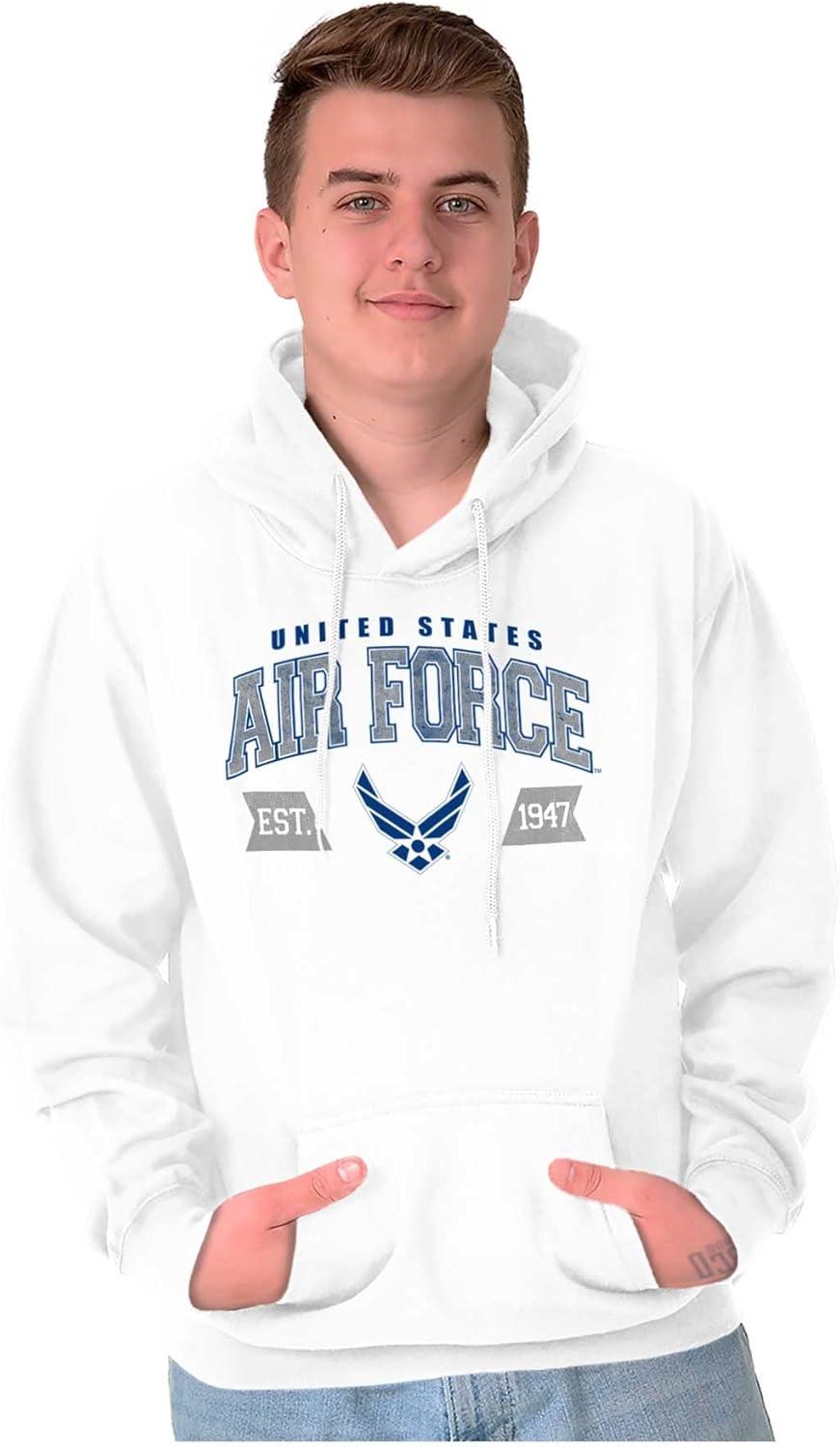 imageBrisco Brands US Air Force Wing Emblem Established Hoodie Sweatshirt Women MenWhite
