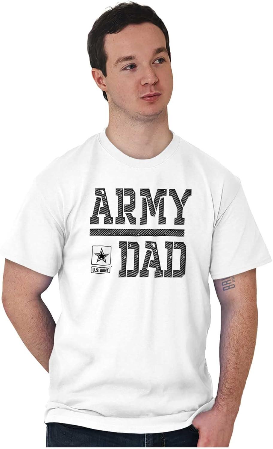 imageBrisco Brands US Army Dad Military Father Star Logo Mens Graphic T Shirt TeesWhite