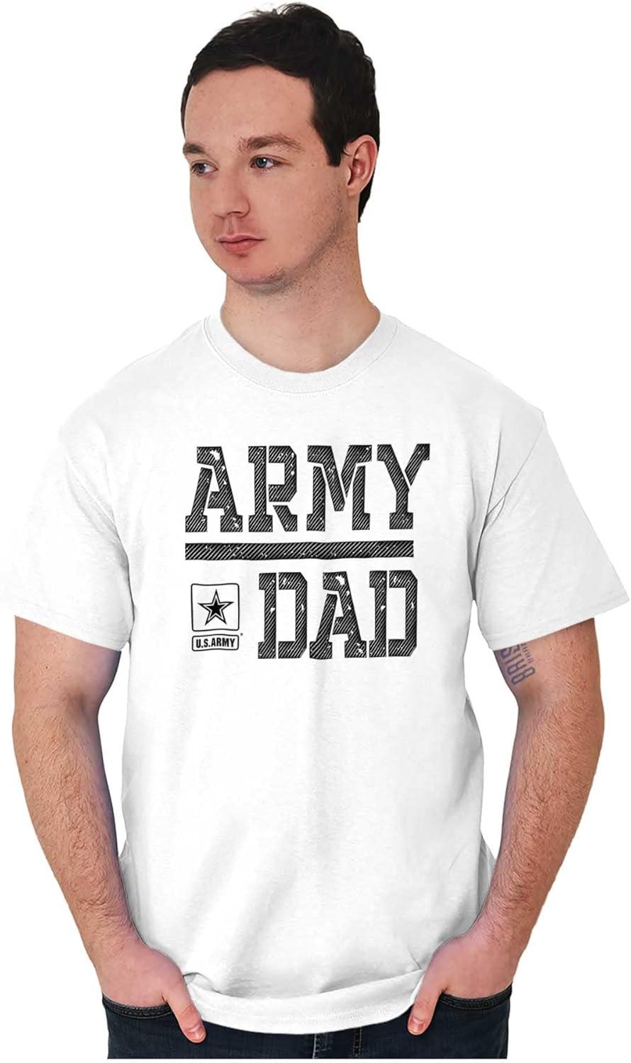 imageBrisco Brands US Army Dad Military Father Star Logo Mens Graphic T Shirt TeesWhite