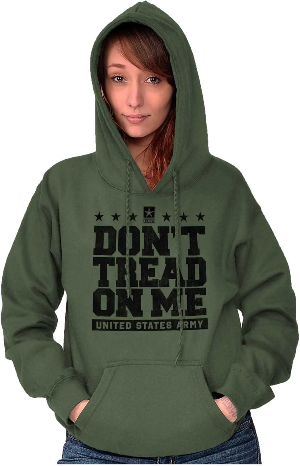 imageBrisco Brands US Army Gadsden Flag Slogan Saying Hoodie Sweatshirt Women MenMilitary Green