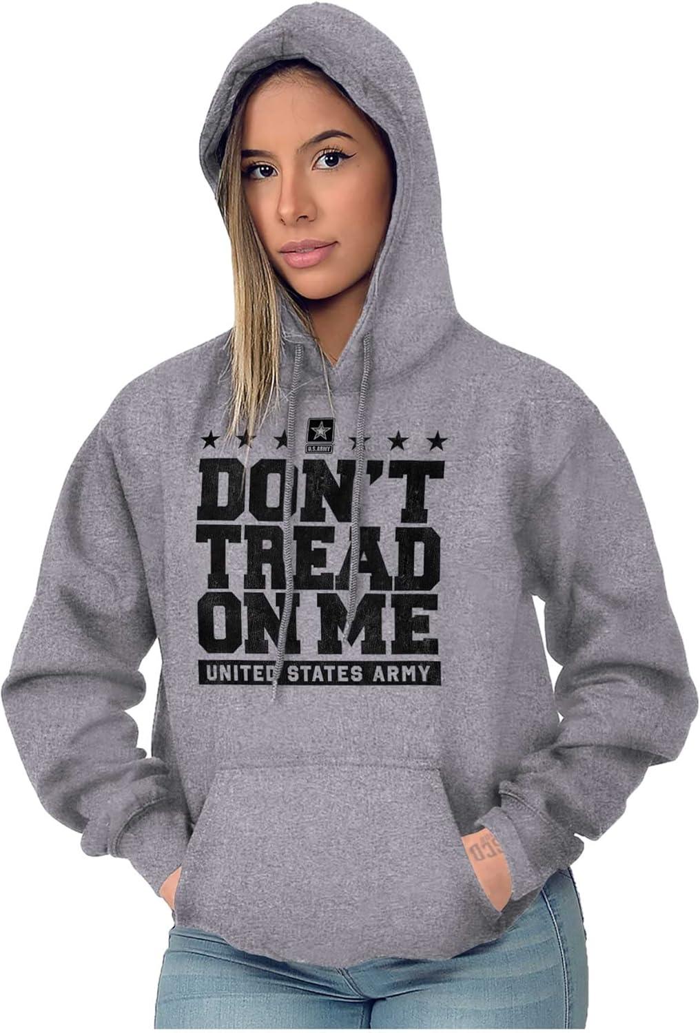 imageBrisco Brands US Army Gadsden Flag Slogan Saying Hoodie Sweatshirt Women MenSport Grey