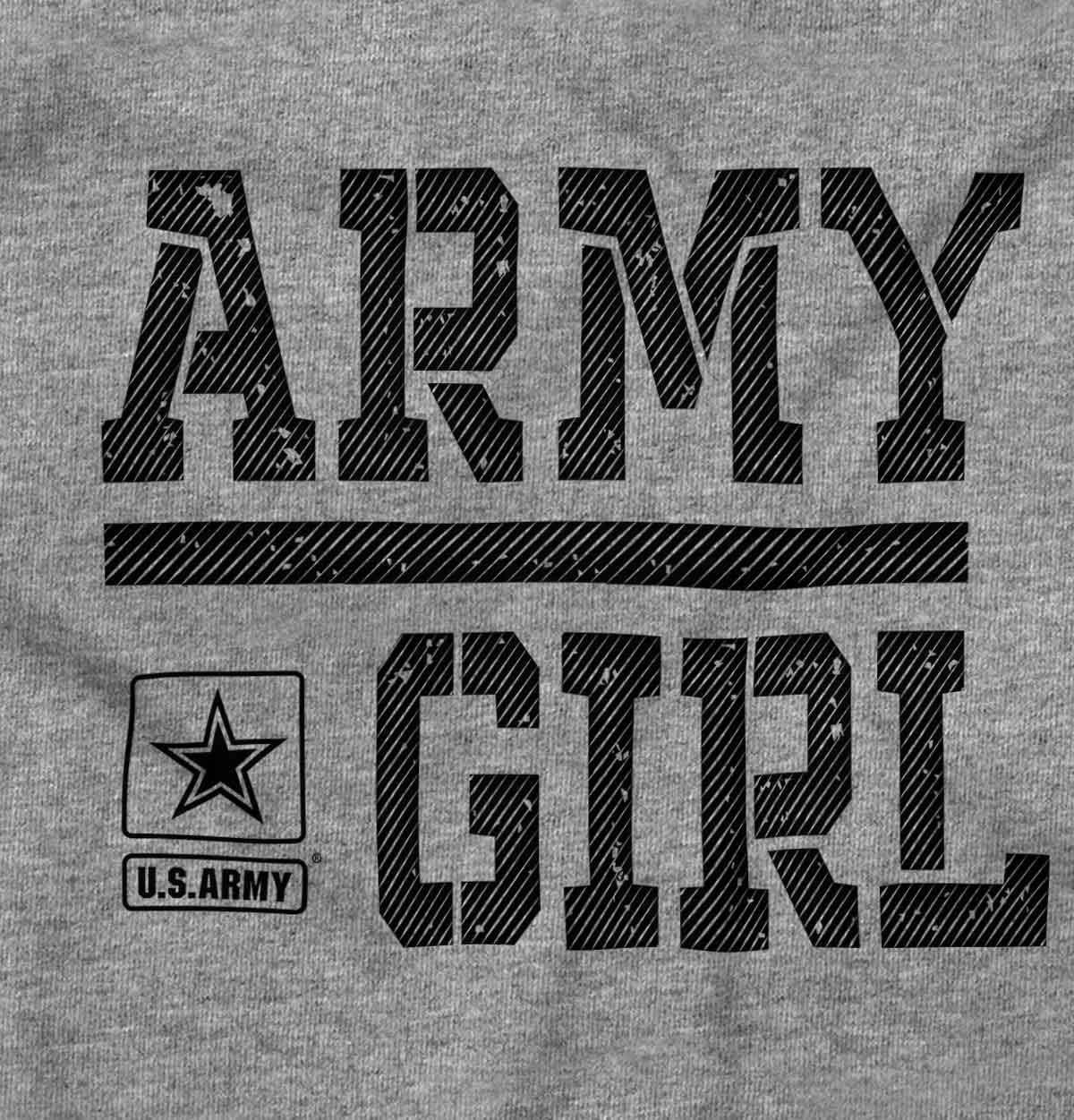 imageBrisco Brands US Army Girl Military Star Logo Womens Slim Fit Graphic TeeSport Grey