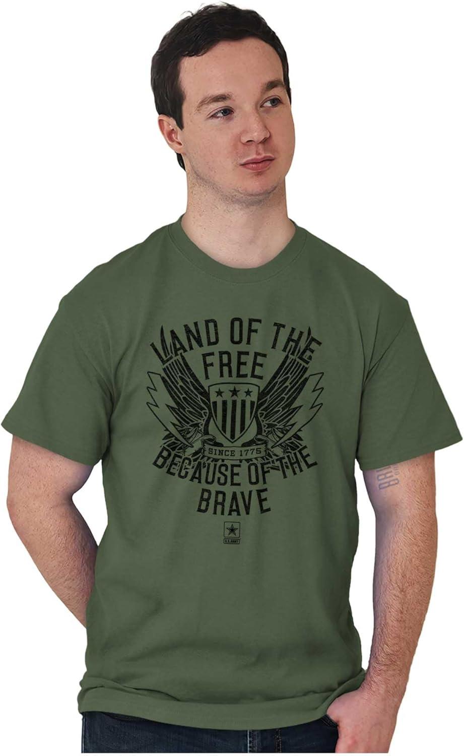 imageBrisco Brands US Army Land of The Free Graphic T Shirt Men or WomenMilitary Green