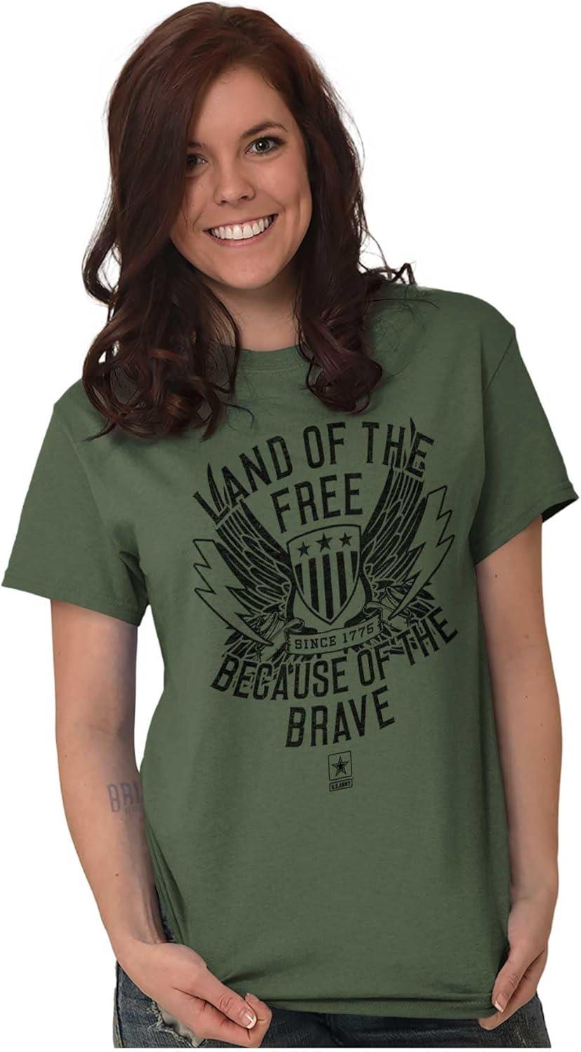 imageBrisco Brands US Army Land of The Free Graphic T Shirt Men or WomenMilitary Green