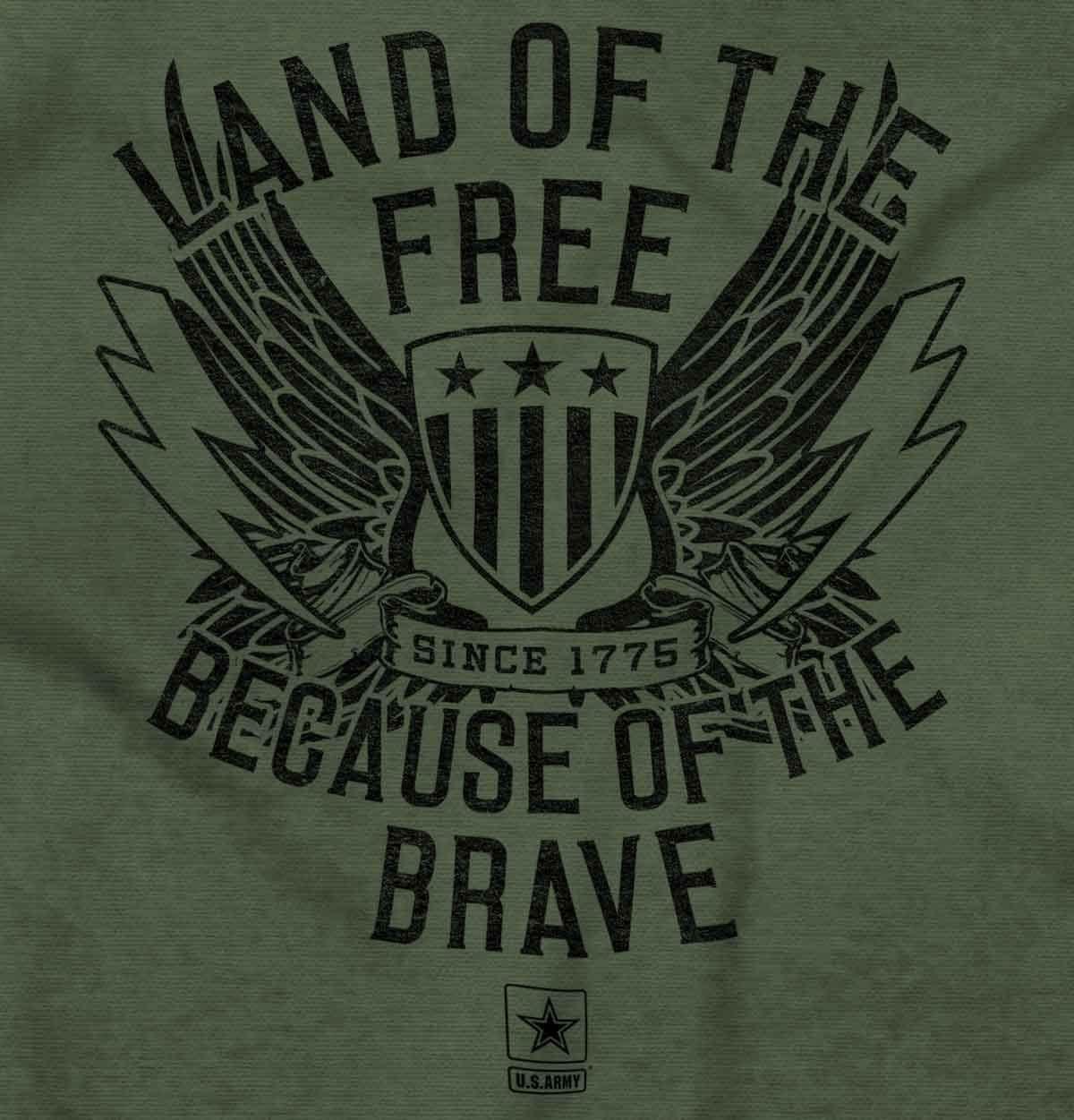 imageBrisco Brands US Army Land of The Free Graphic T Shirt Men or WomenMilitary Green