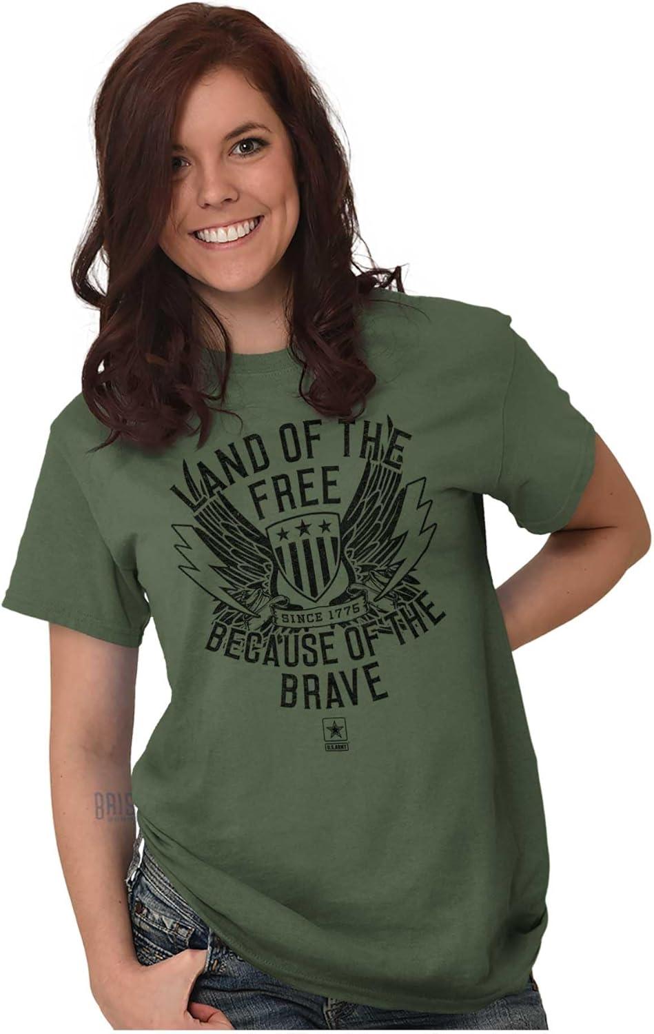 imageBrisco Brands US Army Land of The Free Graphic T Shirt Men or WomenMilitary Green