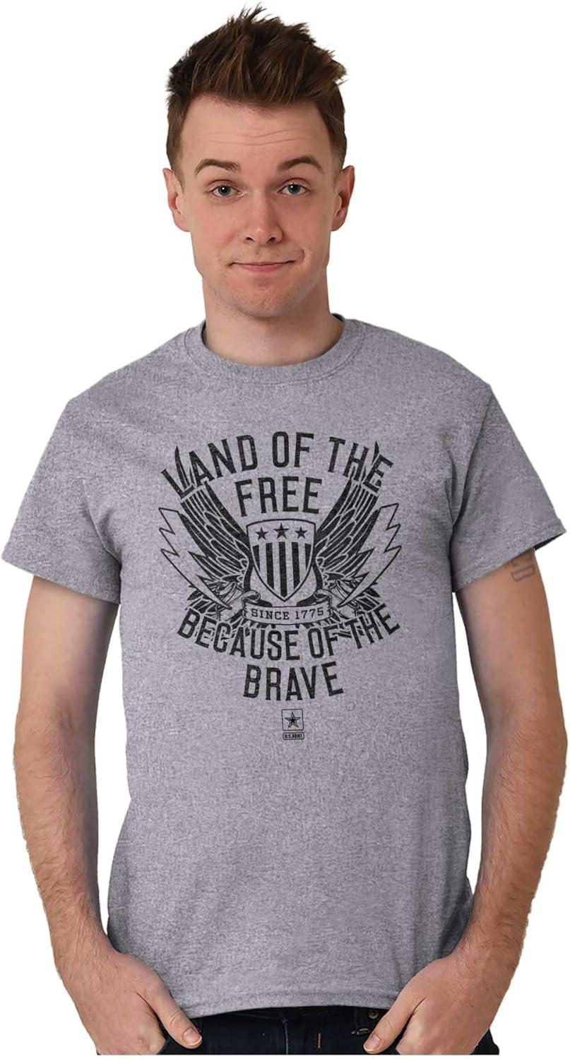 imageBrisco Brands US Army Land of The Free Graphic T Shirt Men or WomenSport Grey
