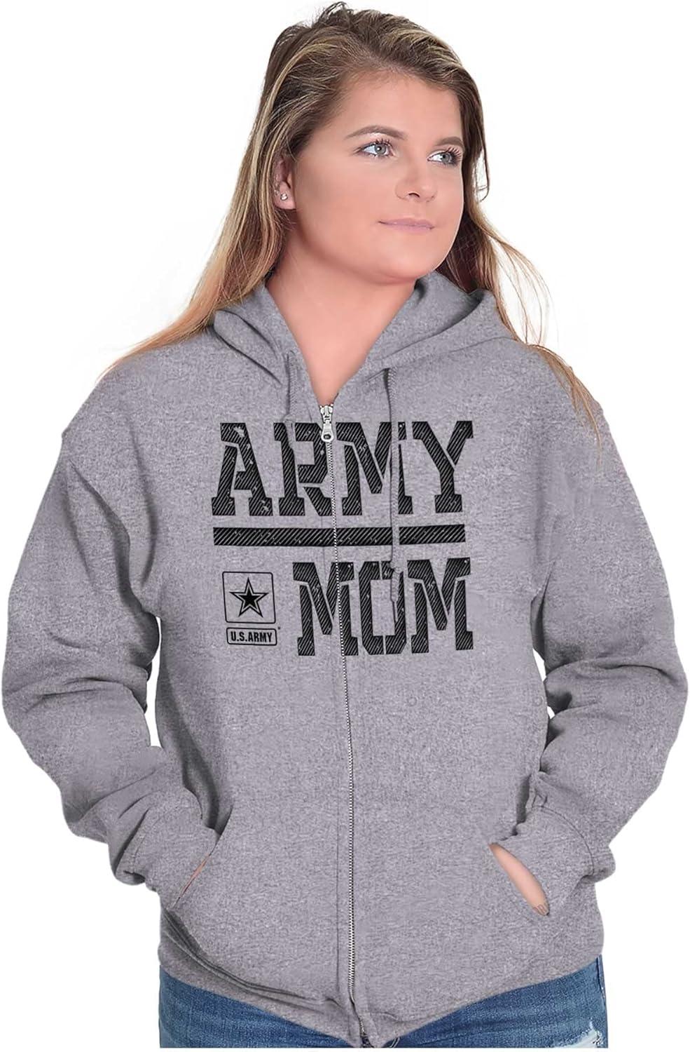imageBrisco Brands US Army Mom Military Soldier Pride Zip Hoodie Sweatshirt WomenSport Grey