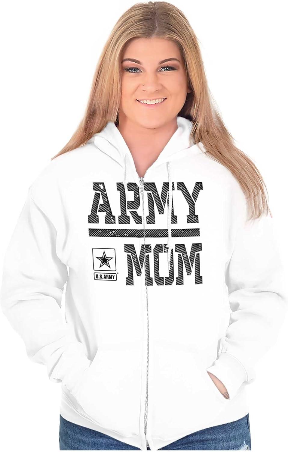 imageBrisco Brands US Army Mom Military Soldier Pride Zip Hoodie Sweatshirt WomenWhite