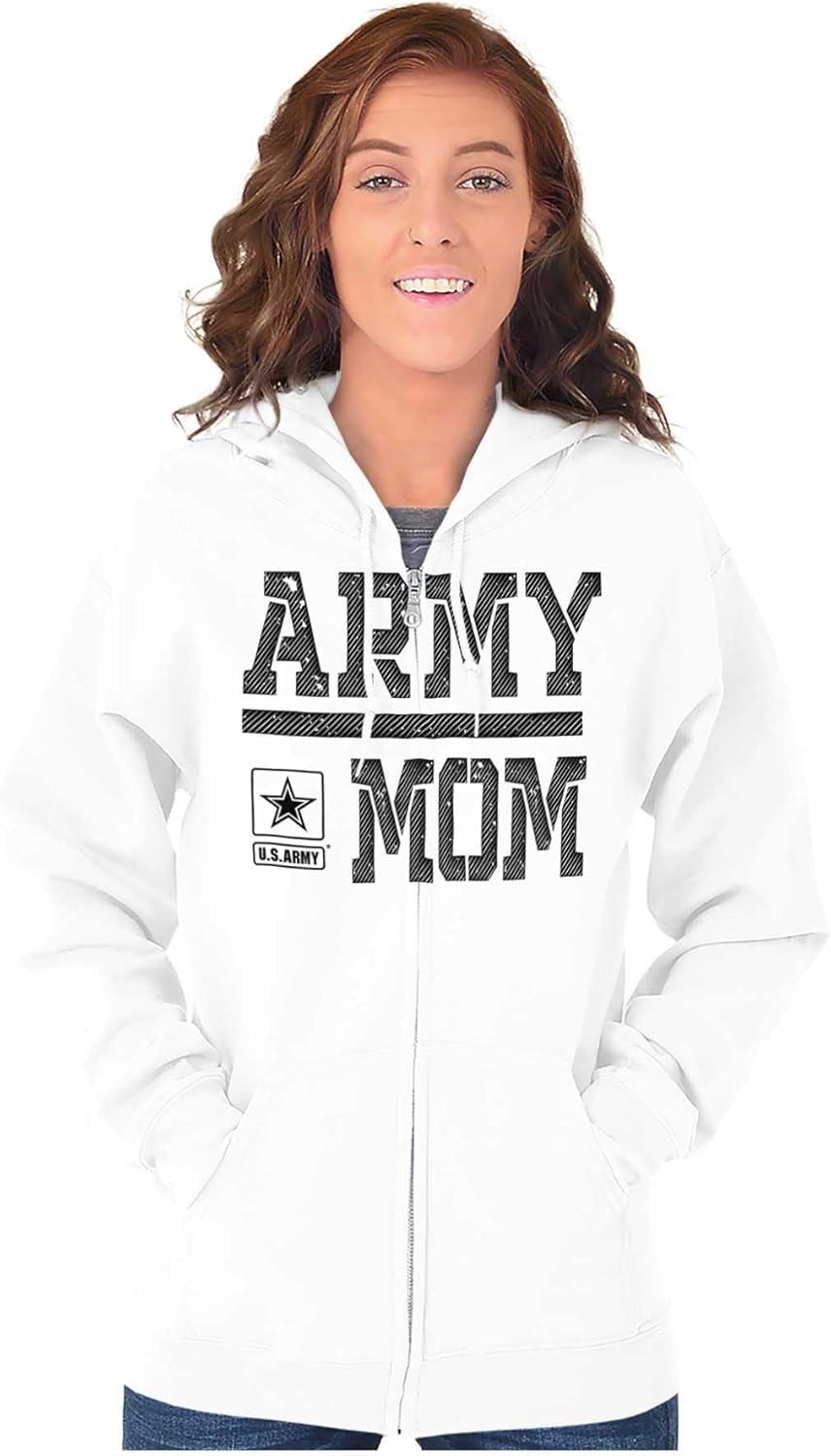 imageBrisco Brands US Army Mom Military Soldier Pride Zip Hoodie Sweatshirt WomenWhite