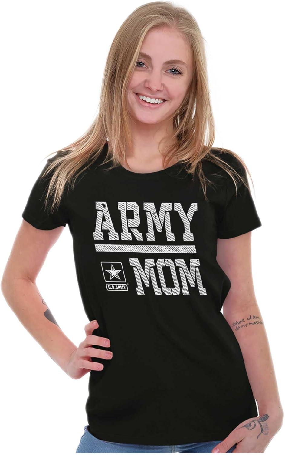imageBrisco Brands US Army Mom Military Star Logo Womens Slim Fit Graphic TeeBlack