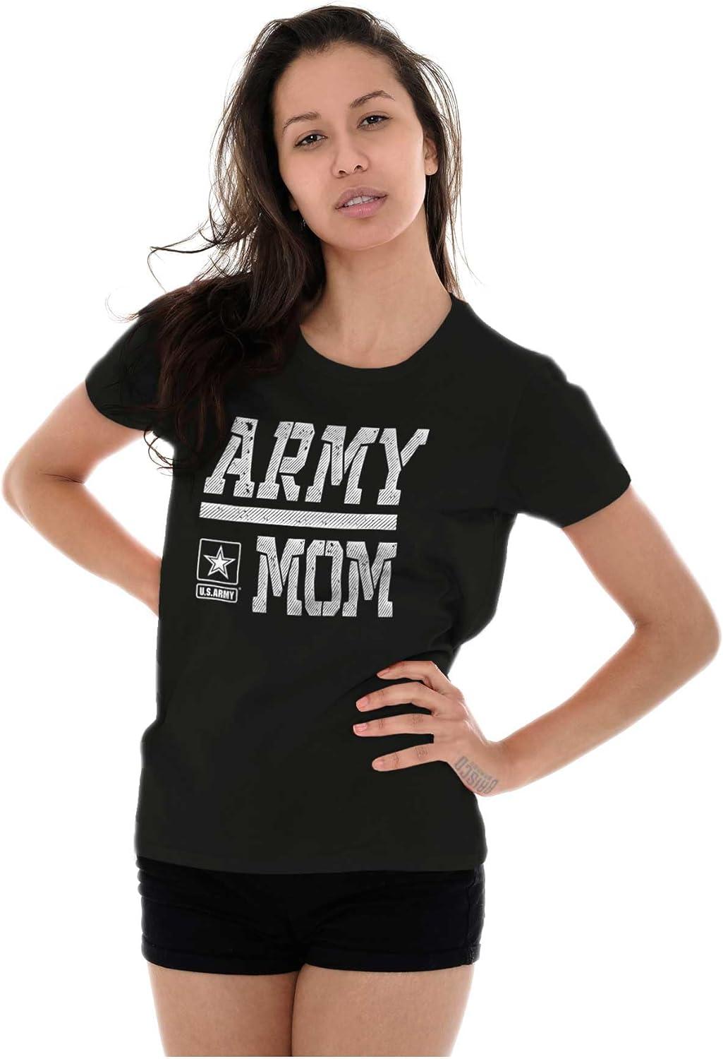 imageBrisco Brands US Army Mom Military Star Logo Womens Slim Fit Graphic TeeBlack