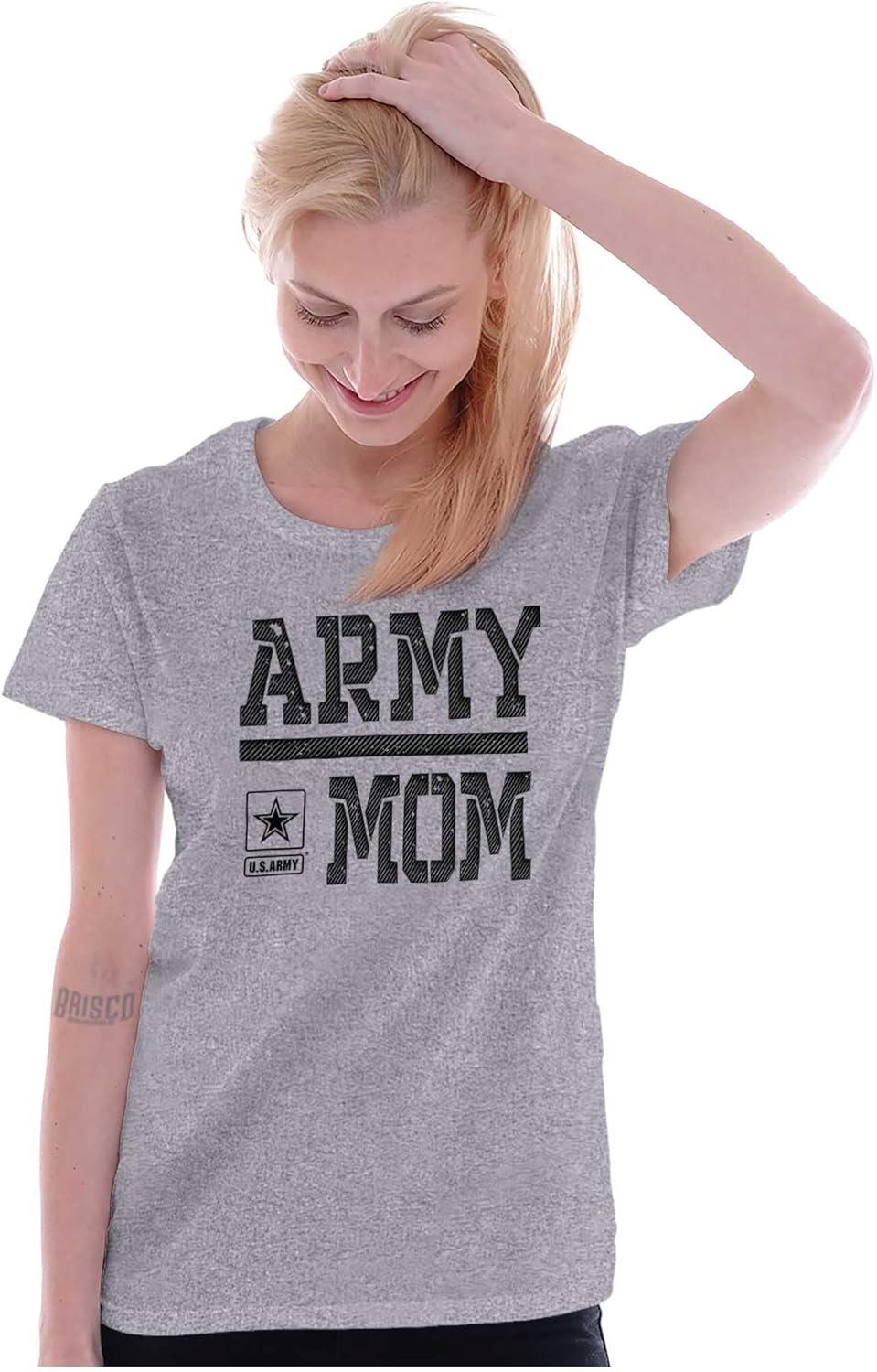 imageBrisco Brands US Army Mom Military Star Logo Womens Slim Fit Graphic TeeSport Grey