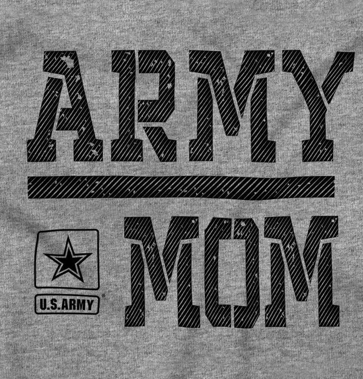imageBrisco Brands US Army Mom Military Star Logo Womens Slim Fit Graphic TeeSport Grey