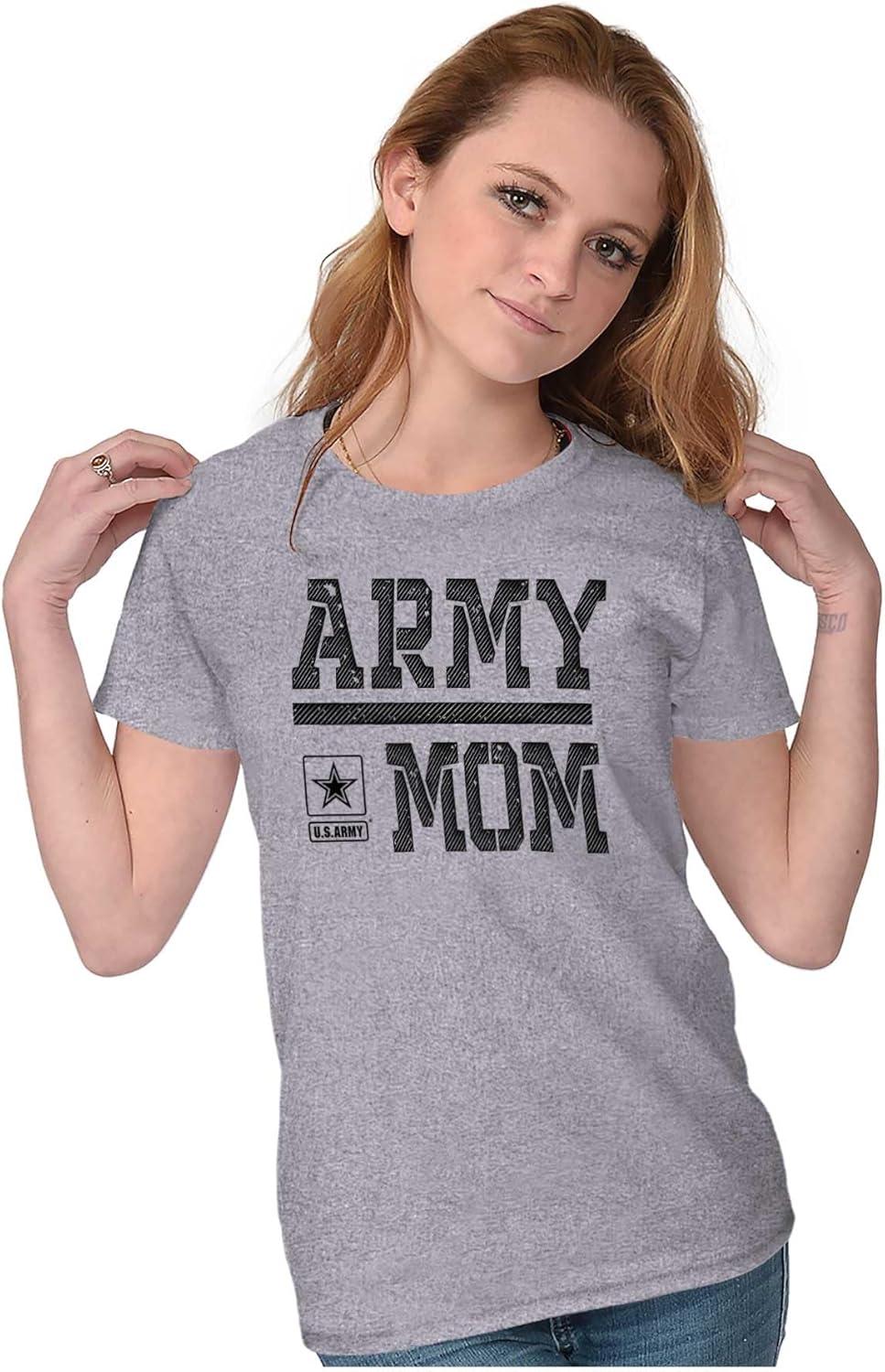 imageBrisco Brands US Army Mom Military Star Logo Womens Slim Fit Graphic TeeSport Grey