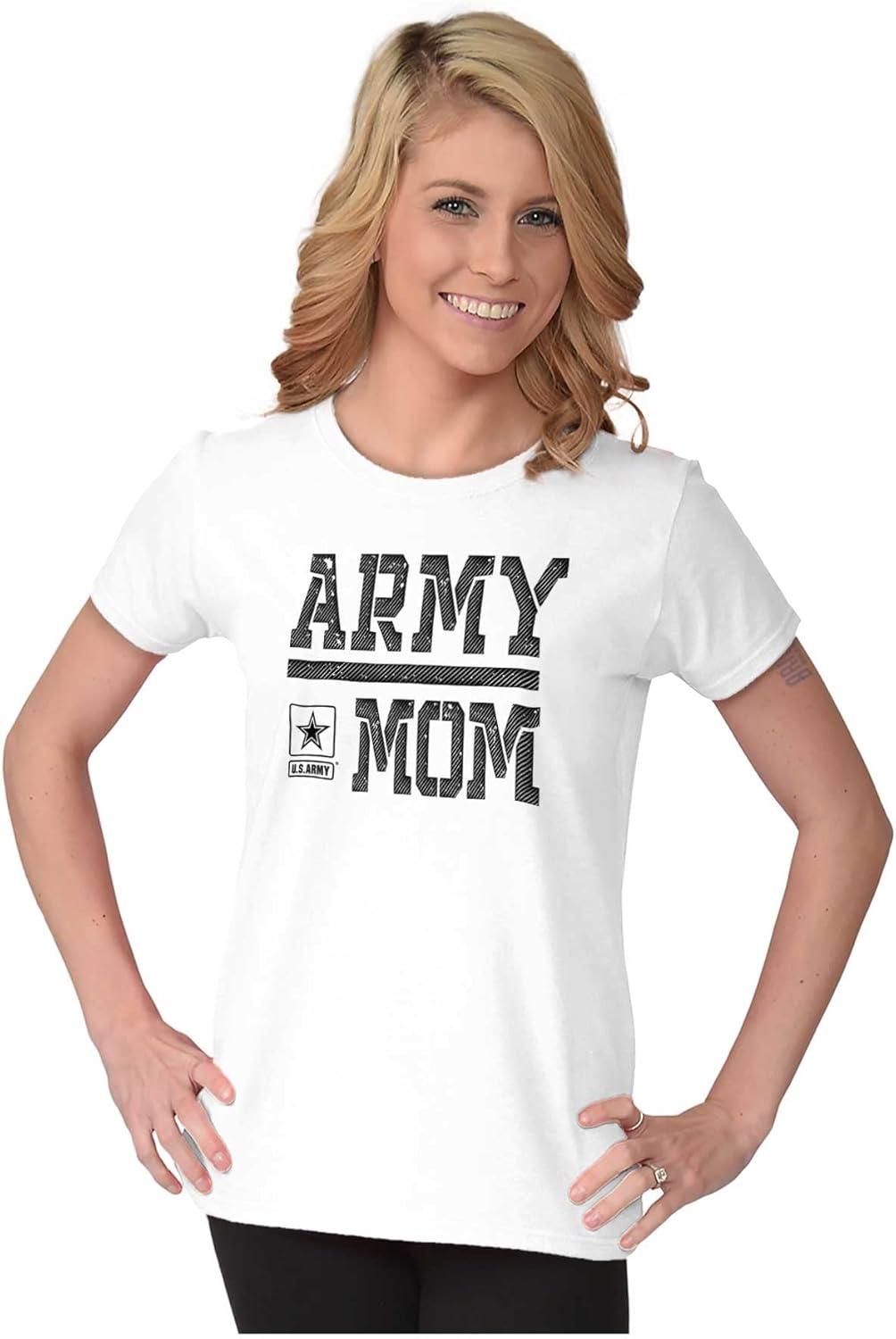 imageBrisco Brands US Army Mom Military Star Logo Womens Slim Fit Graphic TeeWhite