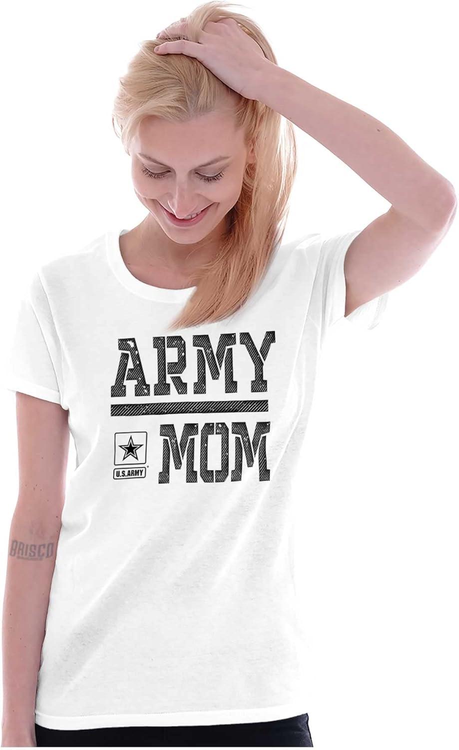 imageBrisco Brands US Army Mom Military Star Logo Womens Slim Fit Graphic TeeWhite