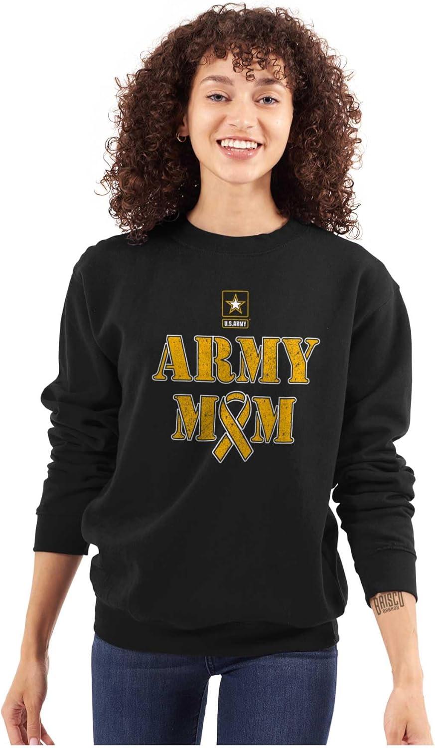 imageBrisco Brands US Army Mom Proud Military Mother Women Crewneck SweatshirtBlack
