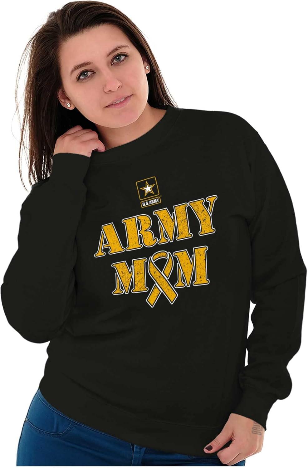 imageBrisco Brands US Army Mom Proud Military Mother Women Crewneck SweatshirtBlack