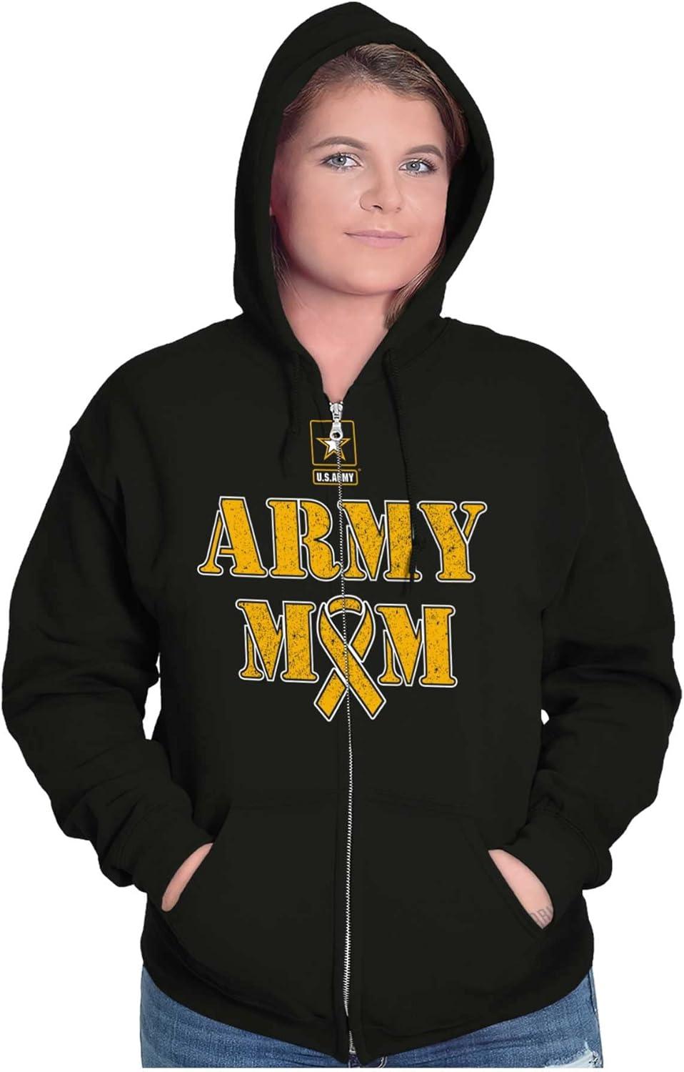 imageBrisco Brands US Army Mom Proud Military Mother Zip Hoodie Sweatshirt Women