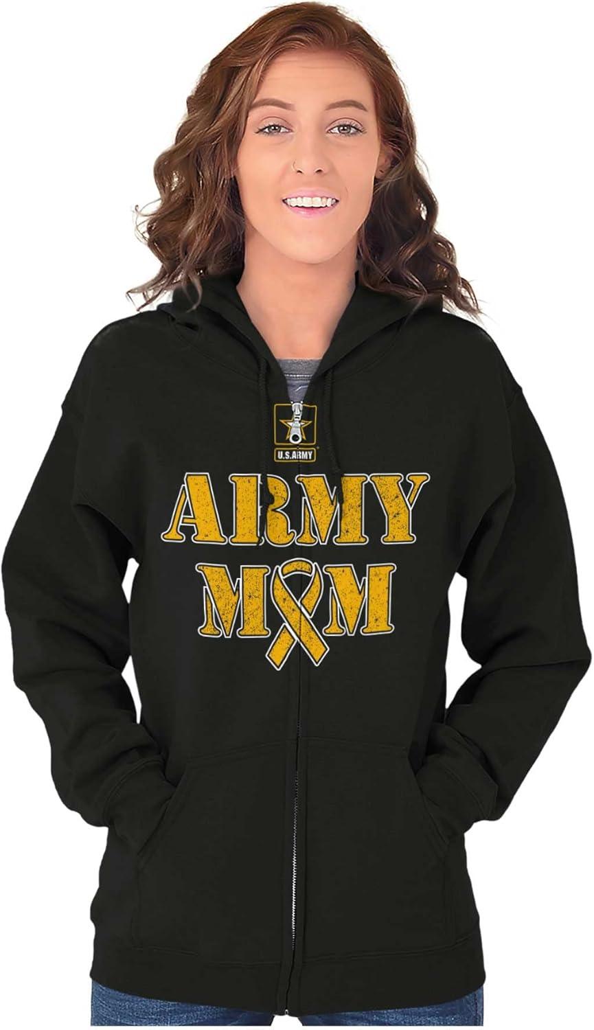 imageBrisco Brands US Army Mom Proud Military Mother Zip Hoodie Sweatshirt Women