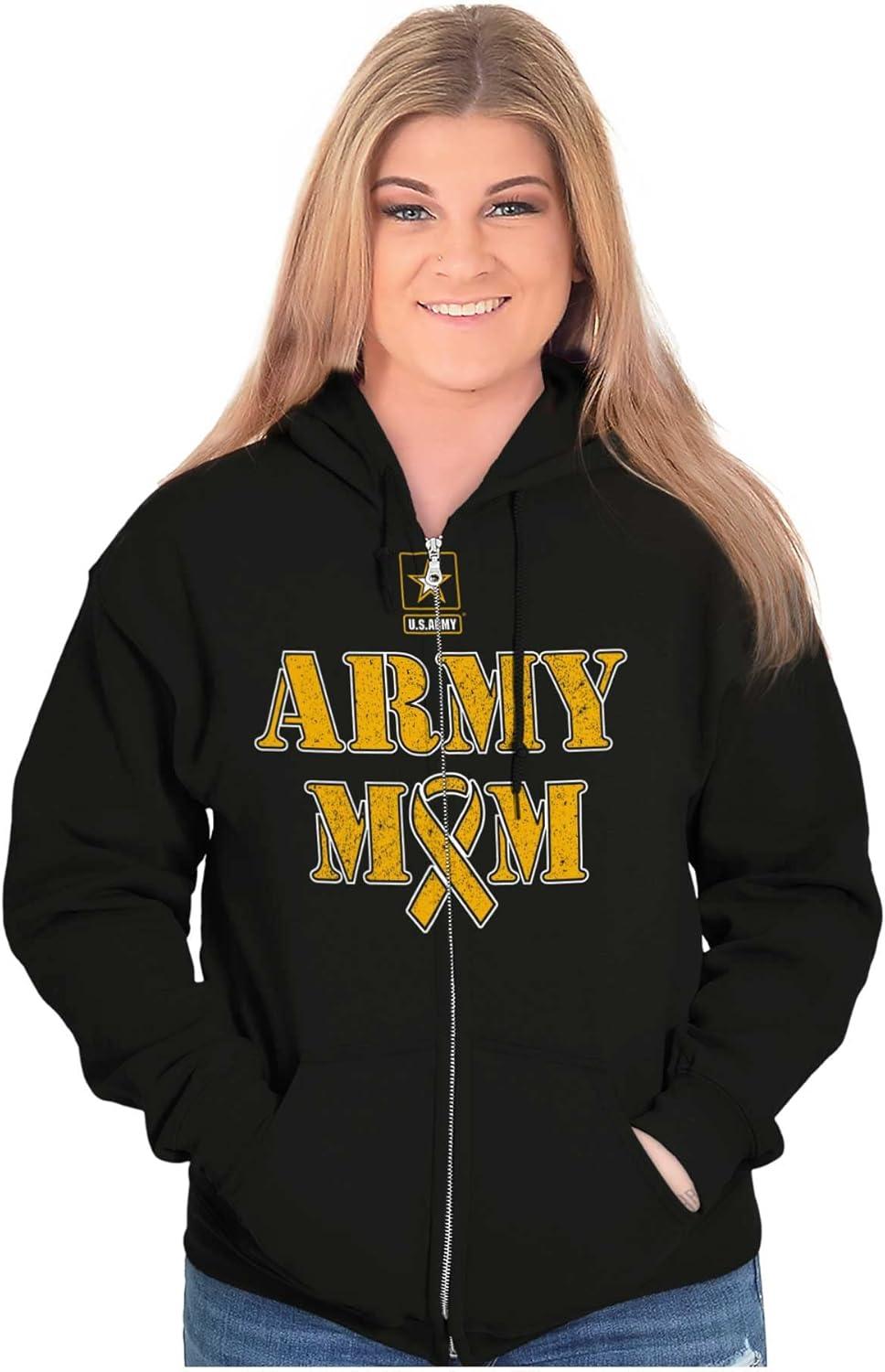 imageBrisco Brands US Army Mom Proud Military Mother Zip Hoodie Sweatshirt Women
