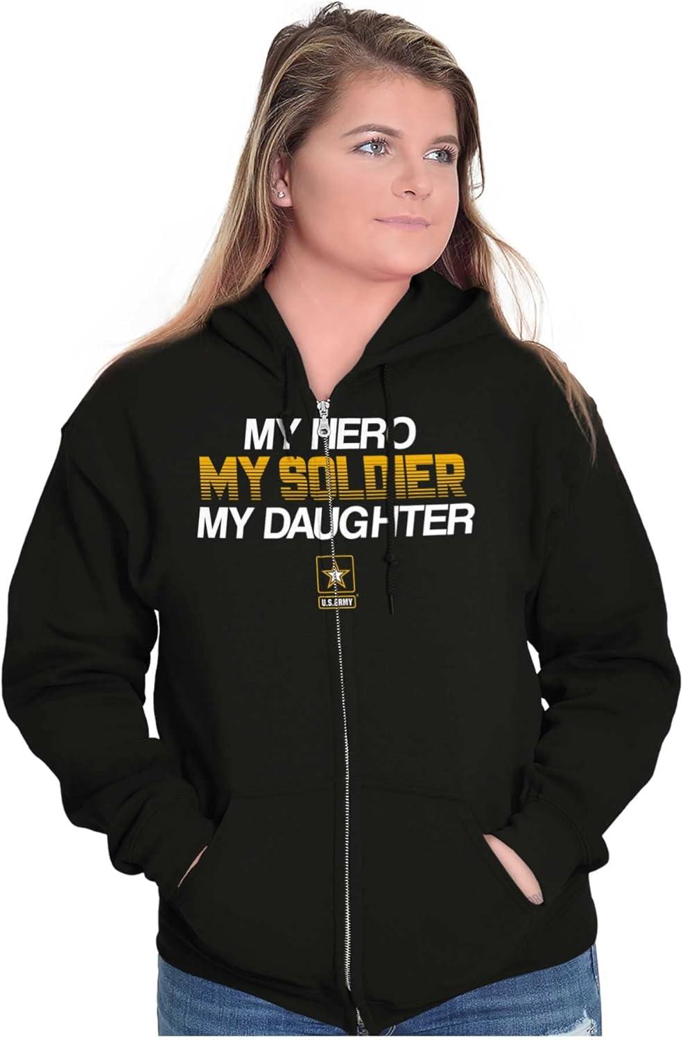 imageBrisco Brands US Army My Daughter Soldier Hero Zip Up Hoodie Mens Womens