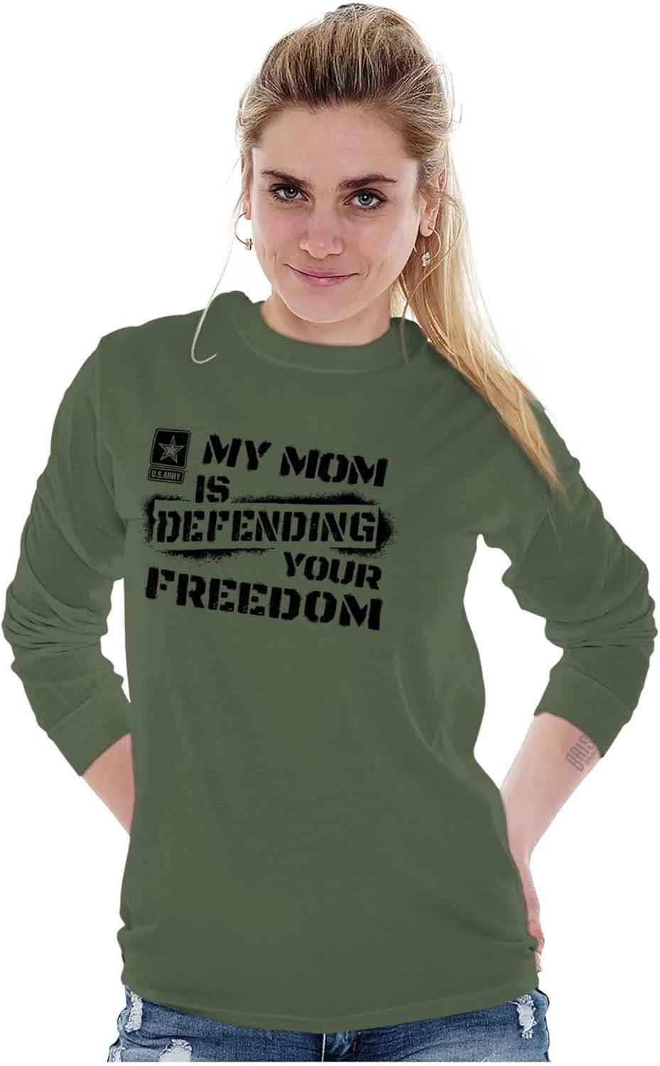imageBrisco Brands US Army My Mom Defending Freedom Long Sleeve Tshirt Men WomenMilitary Green