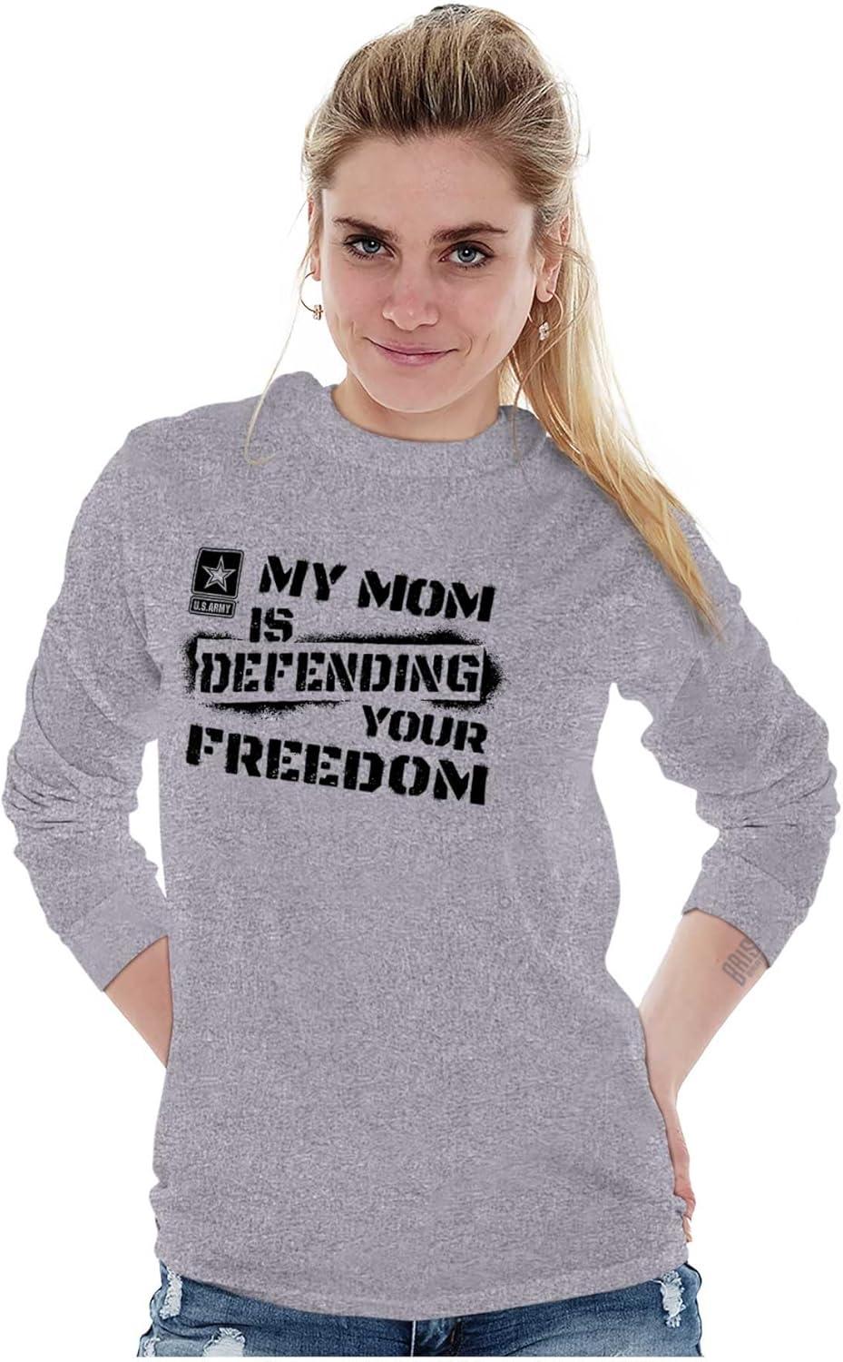 imageBrisco Brands US Army My Mom Defending Freedom Long Sleeve Tshirt Men WomenSport Grey
