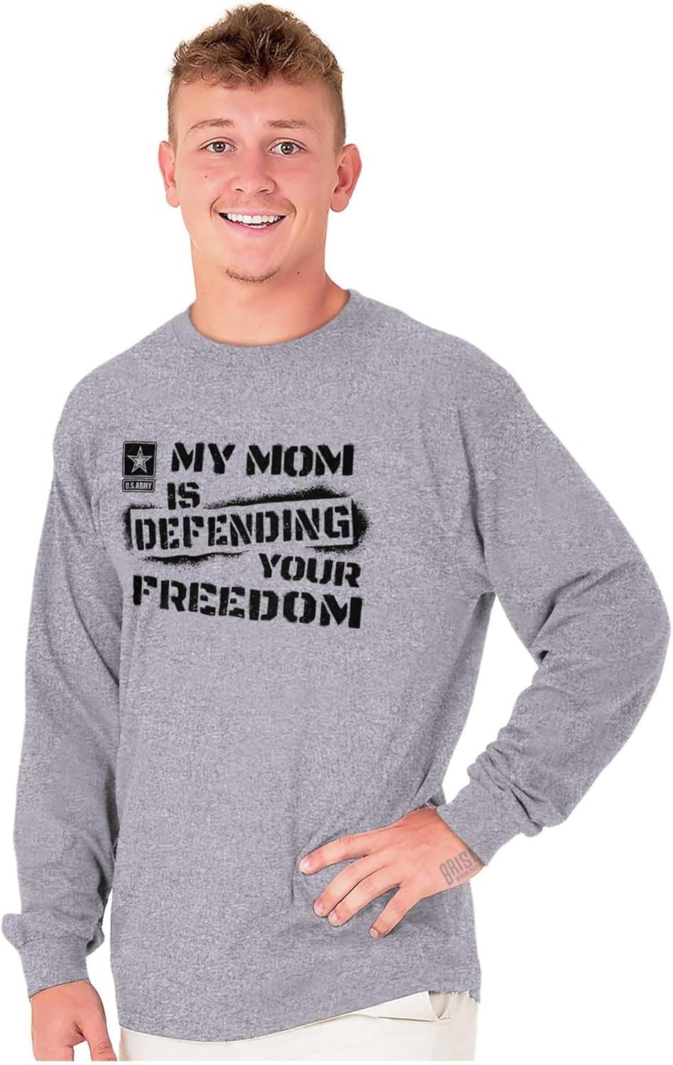 imageBrisco Brands US Army My Mom Defending Freedom Long Sleeve Tshirt Men WomenSport Grey