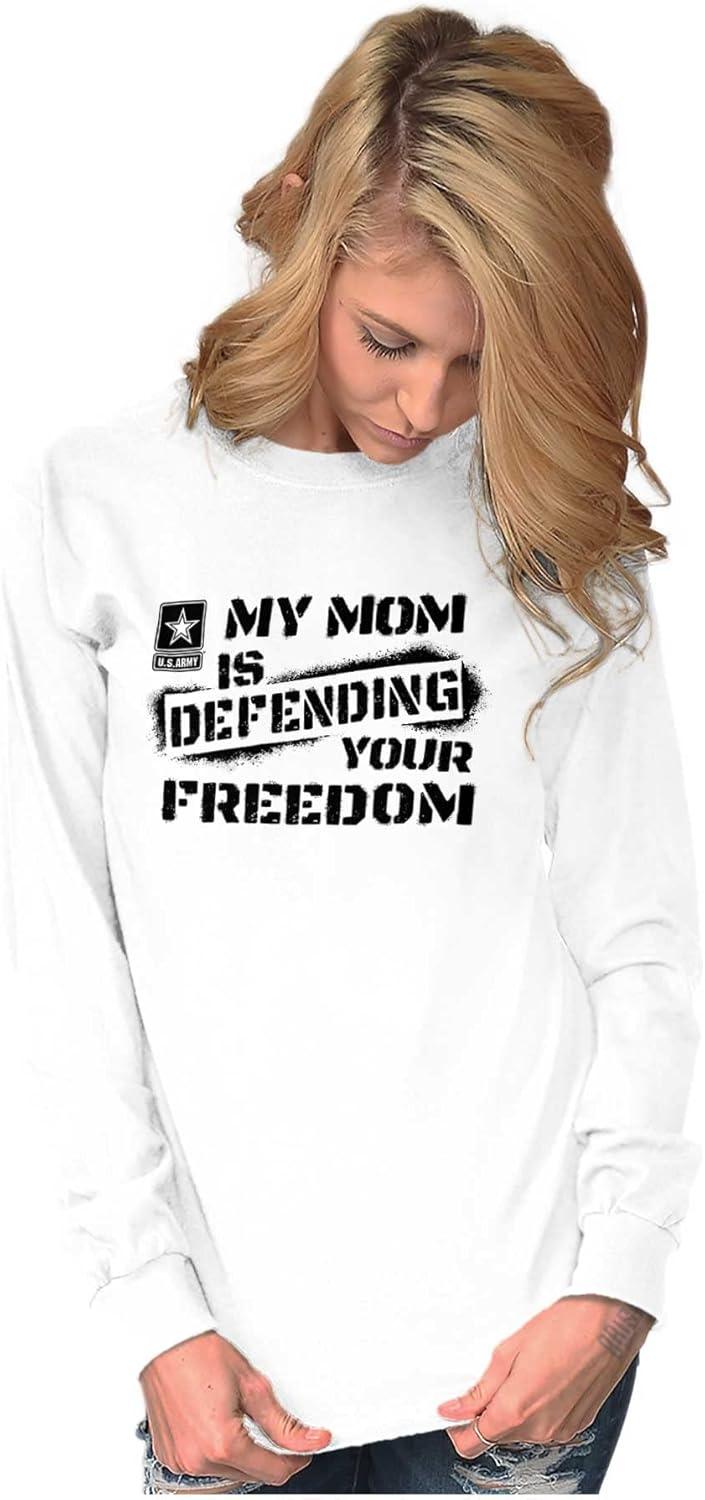 imageBrisco Brands US Army My Mom Defending Freedom Long Sleeve Tshirt Men WomenWhite