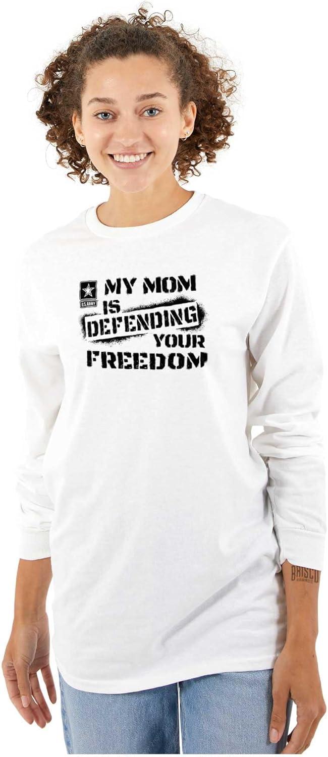 imageBrisco Brands US Army My Mom Defending Freedom Long Sleeve Tshirt Men WomenWhite