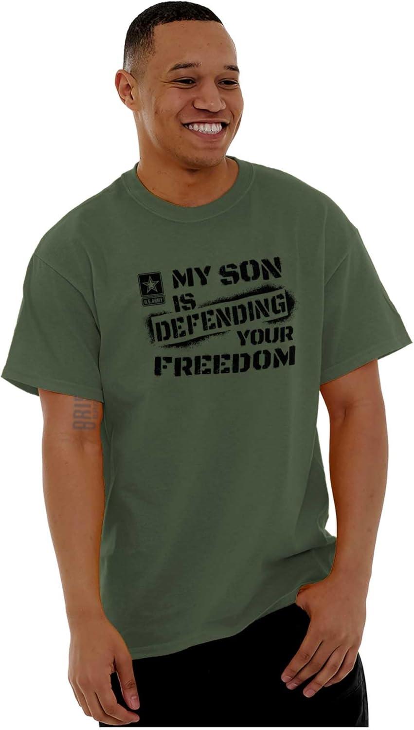 imageBrisco Brands US Army My Son Defending Freedom Graphic T Shirt Men or WomenMilitary Green